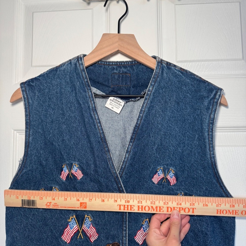 VTG Casey Coleman Denim Vest American Flag Embroidered‎ Americana Patriotic USA - Picture 7 of 8